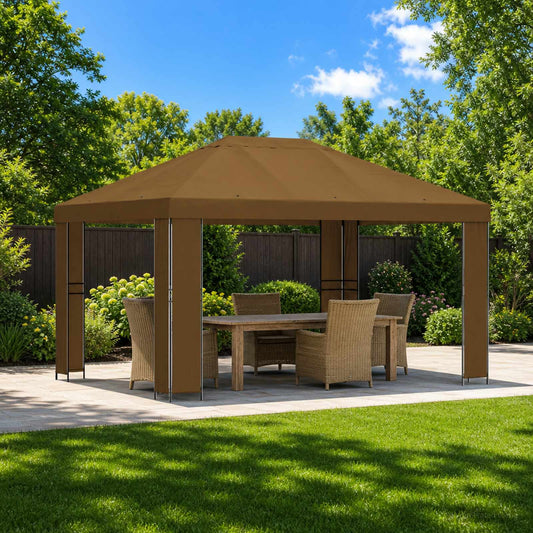 vidaXL Gazebo 4 x 3 m Taupe Polyester and Steel 190 gsm 1