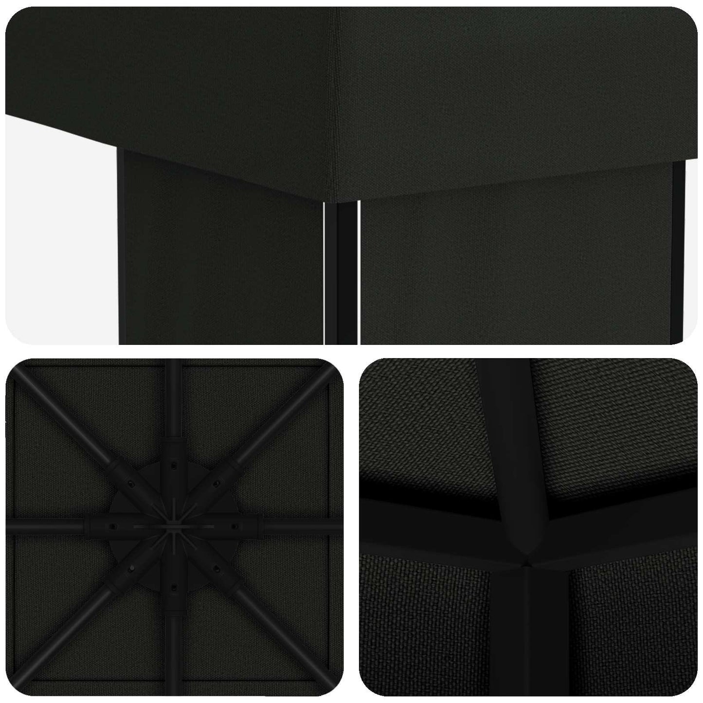 vidaXL Gazebo 4 x 3 m Black Polyester and Steel 190 gsm 5