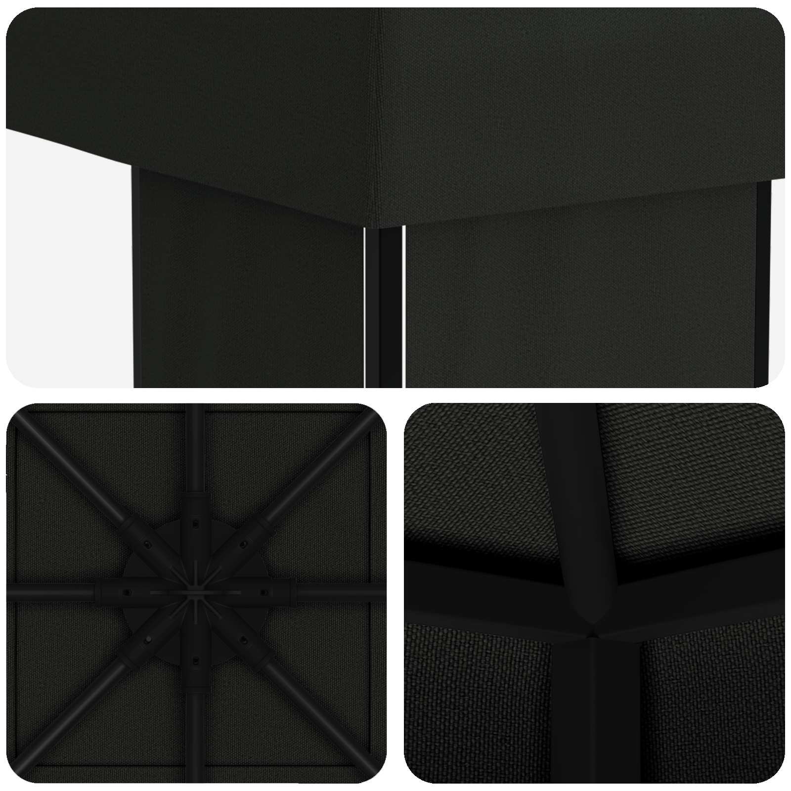 vidaXL Gazebo 4 x 3 m Black Polyester and Steel 190 gsm 5