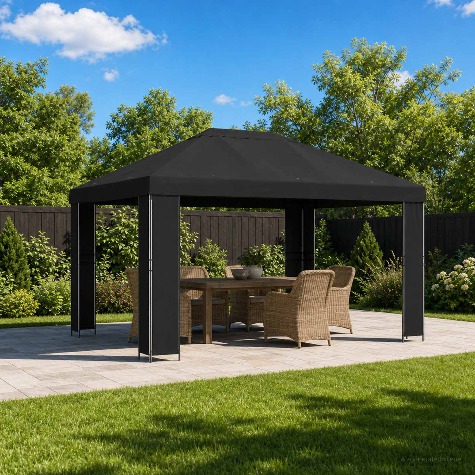 vidaXL Gazebo 4 x 3 m Black Polyester and Steel 190 gsm 1