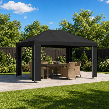 vidaXL Gazebo 4 x 3 m Black Polyester and Steel 190 gsm 1