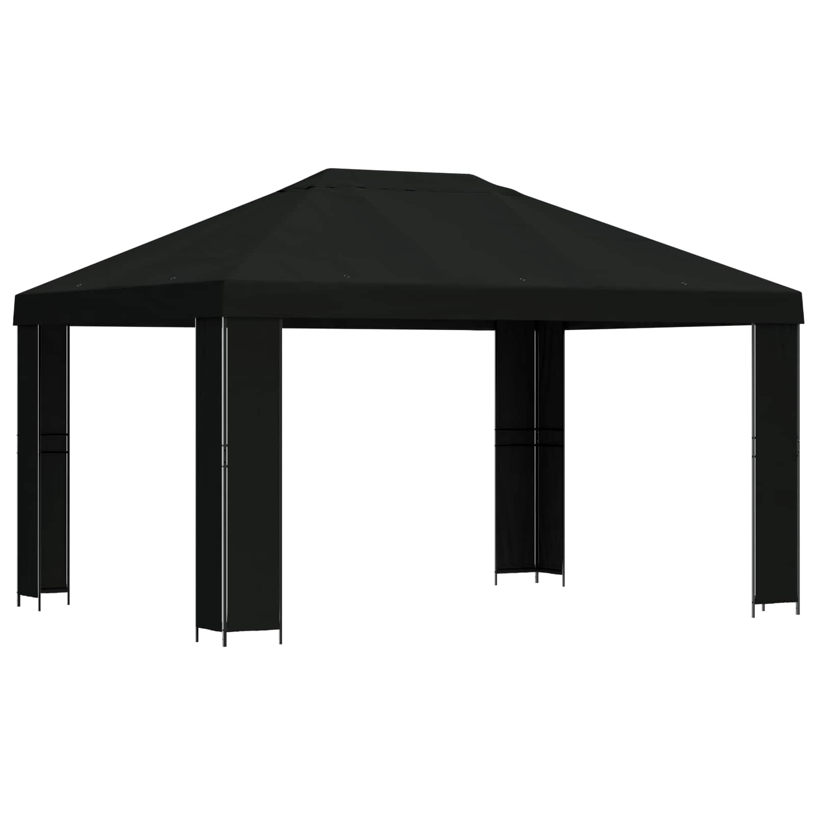 vidaXL Gazebo 4 x 3 m Black Polyester and Steel 190 gsm 2
