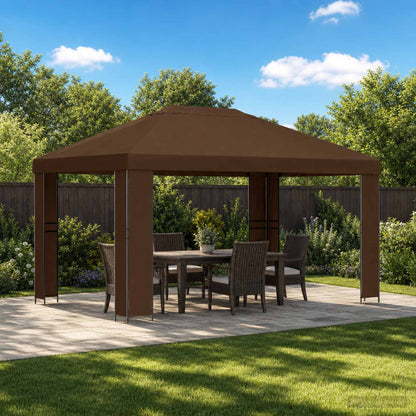 vidaXL Gazebo 4 x 3 m Brown Polyester and Steel 190 gsm 1