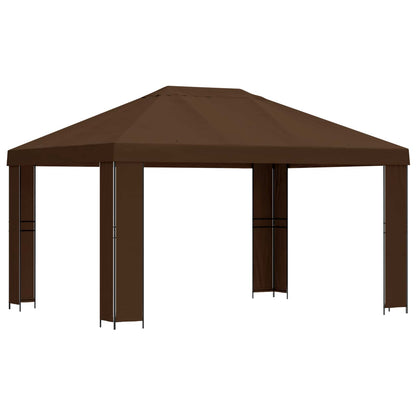 vidaXL Gazebo 4 x 3 m Brown Polyester and Steel 190 gsm 2