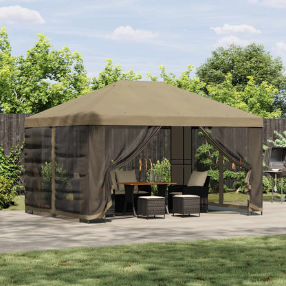 vidaXL Garden Gazebo with Sidewalls 4 x 3 m Beige Polyester and Steel 1