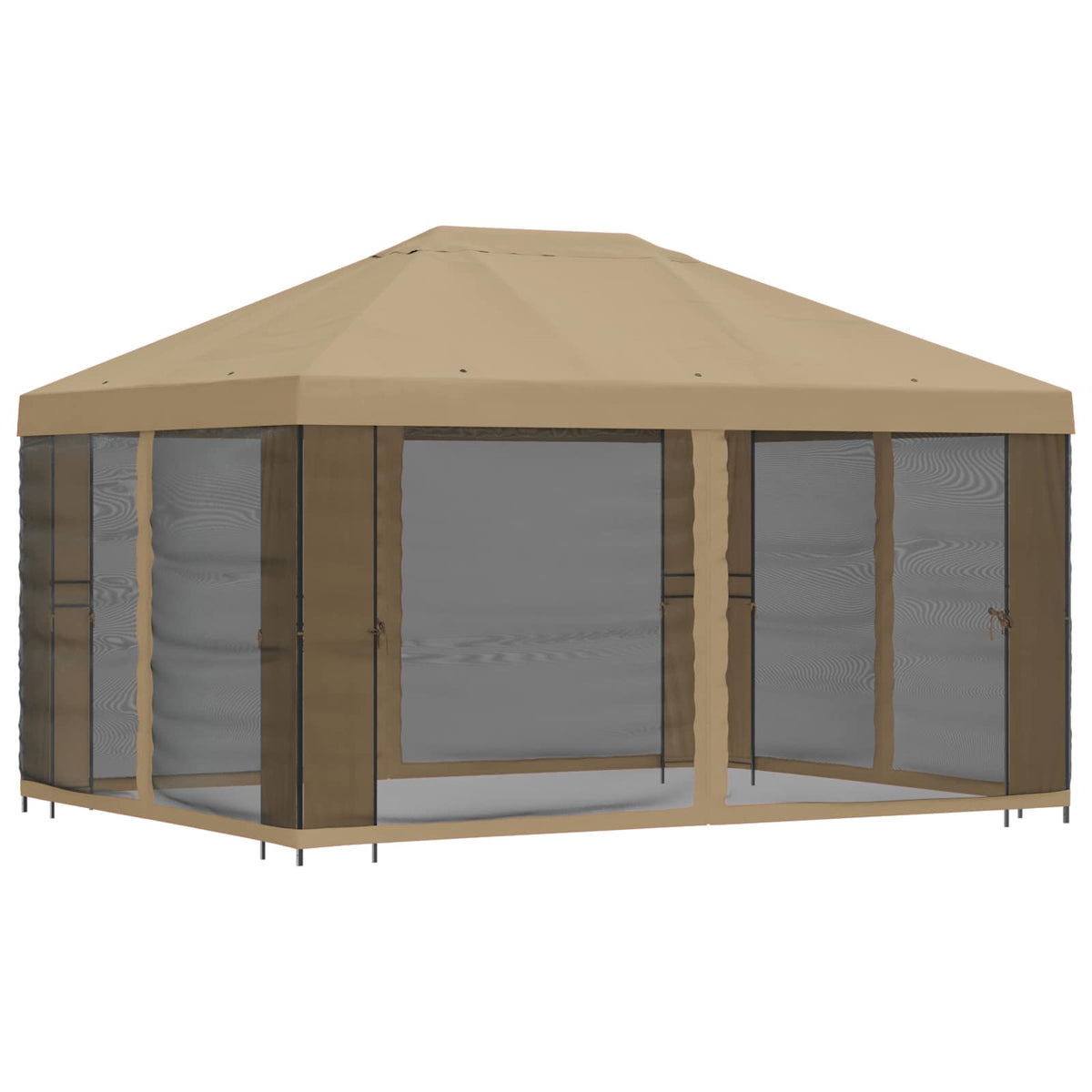 vidaXL Garden Gazebo with Sidewalls 4 x 3 m Beige Polyester and Steel 3