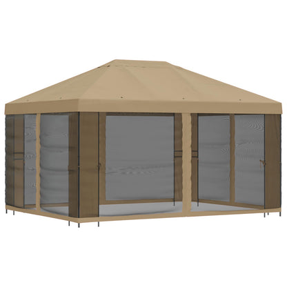 vidaXL Garden Gazebo with Sidewalls 4 x 3 m Beige Polyester and Steel 3
