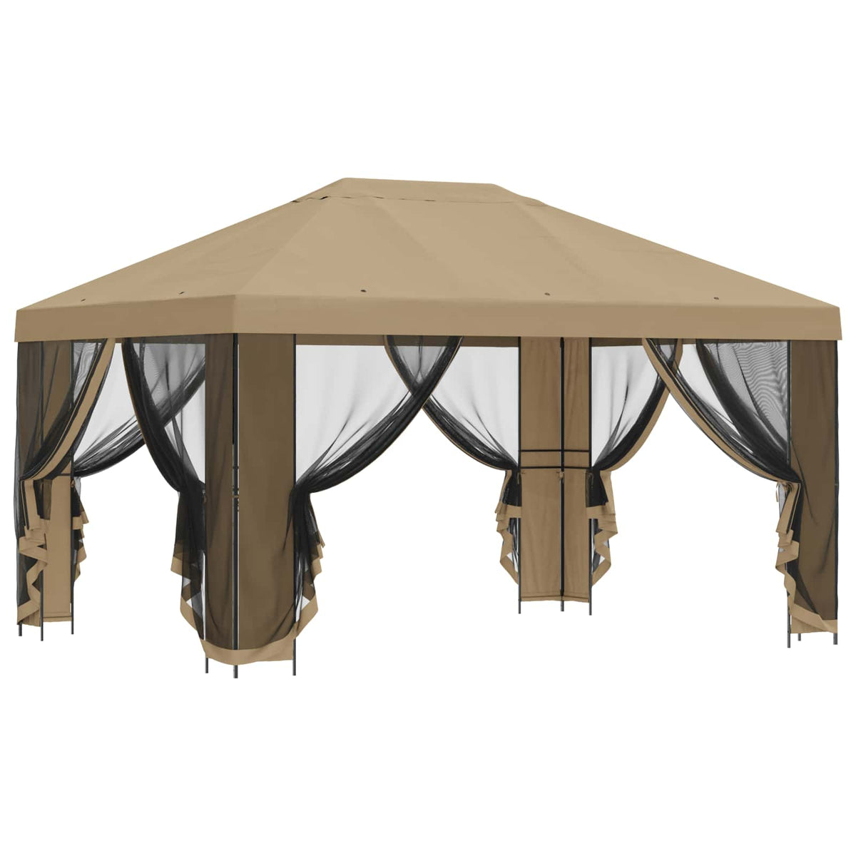 vidaXL Garden Gazebo with Sidewalls 4 x 3 m Beige Polyester and Steel 4