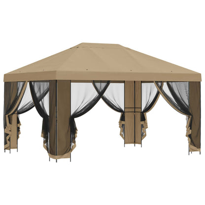 vidaXL Garden Gazebo with Sidewalls 4 x 3 m Beige Polyester and Steel 4