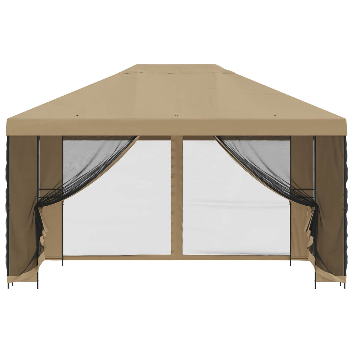 vidaXL Garden Gazebo with Sidewalls 4 x 3 m Beige Polyester and Steel 5