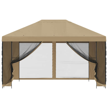 vidaXL Garden Gazebo with Sidewalls 4 x 3 m Beige Polyester and Steel 5