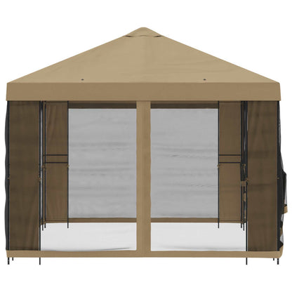 vidaXL Garden Gazebo with Sidewalls 4 x 3 m Beige Polyester and Steel 6