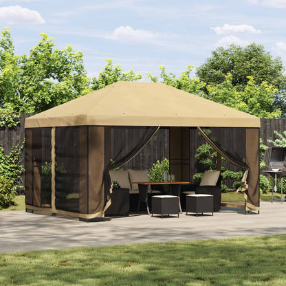 vidaXL Garden Gazebo with Sidewalls 4 x 3 m Cream Polyester and Steel 1