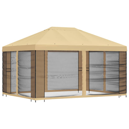 vidaXL Garden Gazebo with Sidewalls 4 x 3 m Cream Polyester and Steel 3