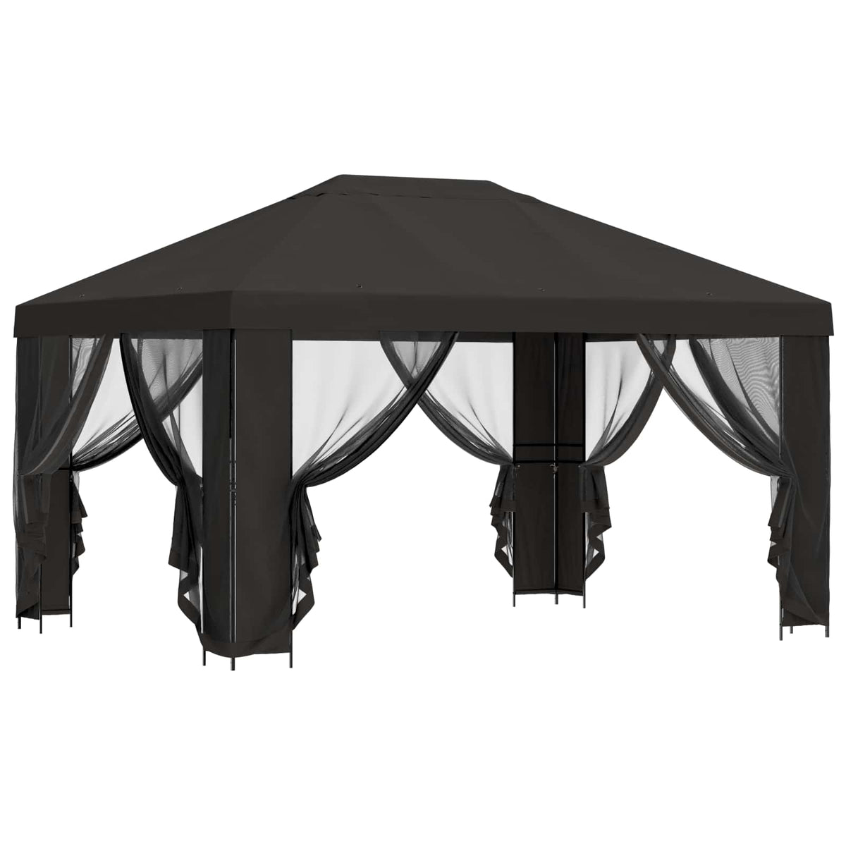 vidaXL Garden Gazebo with Sidewalls 4 x 3 m Anthracite 4
