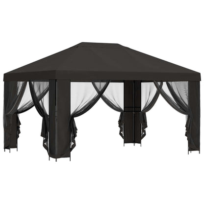 vidaXL Garden Gazebo with Sidewalls 4 x 3 m Anthracite 4