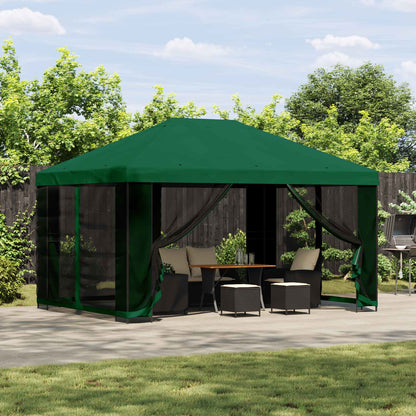 vidaXL Garden Gazebo with Sidewalls 4 x 3 m Green Polyester and Steel 1