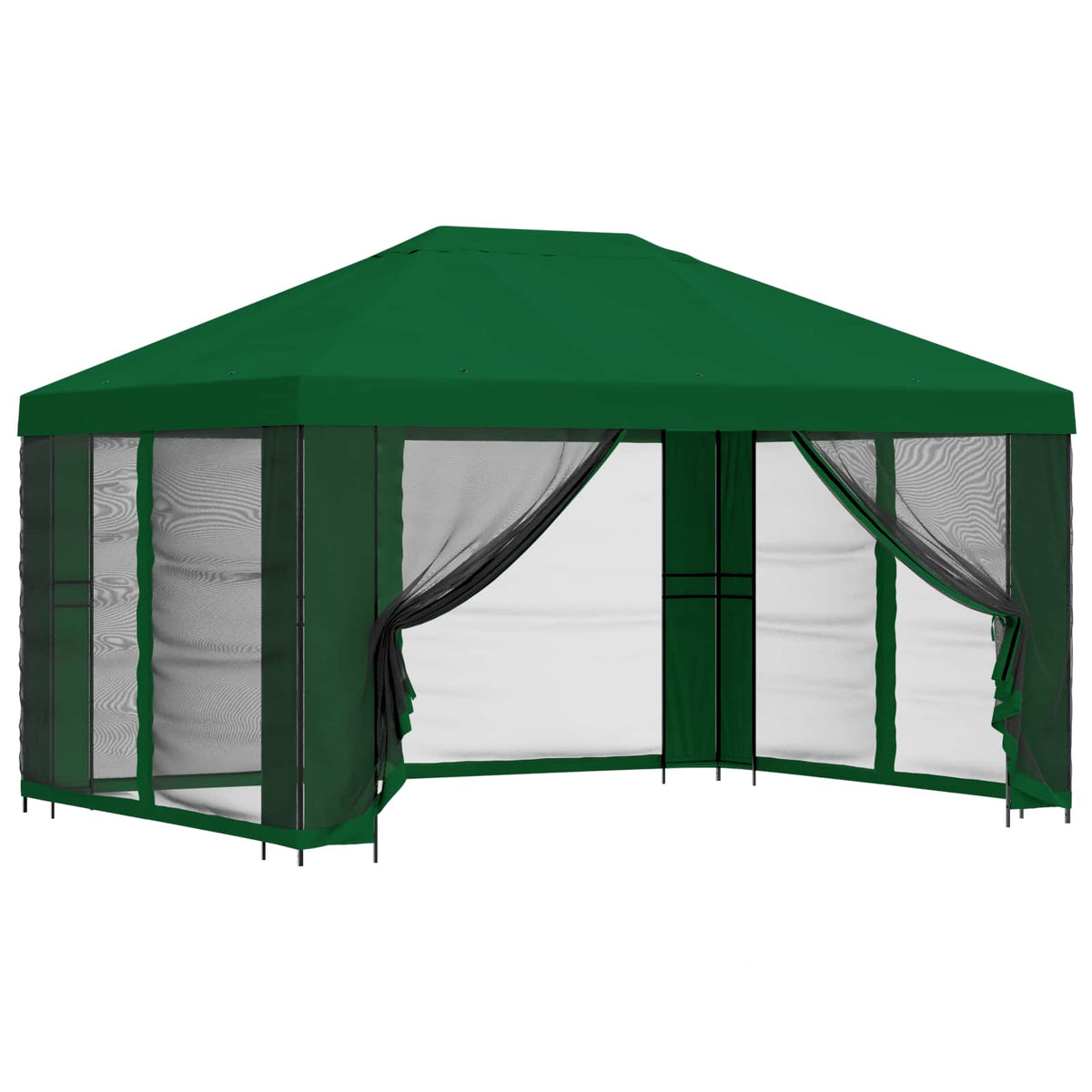 vidaXL Garden Gazebo with Sidewalls 4 x 3 m Green Polyester and Steel 2