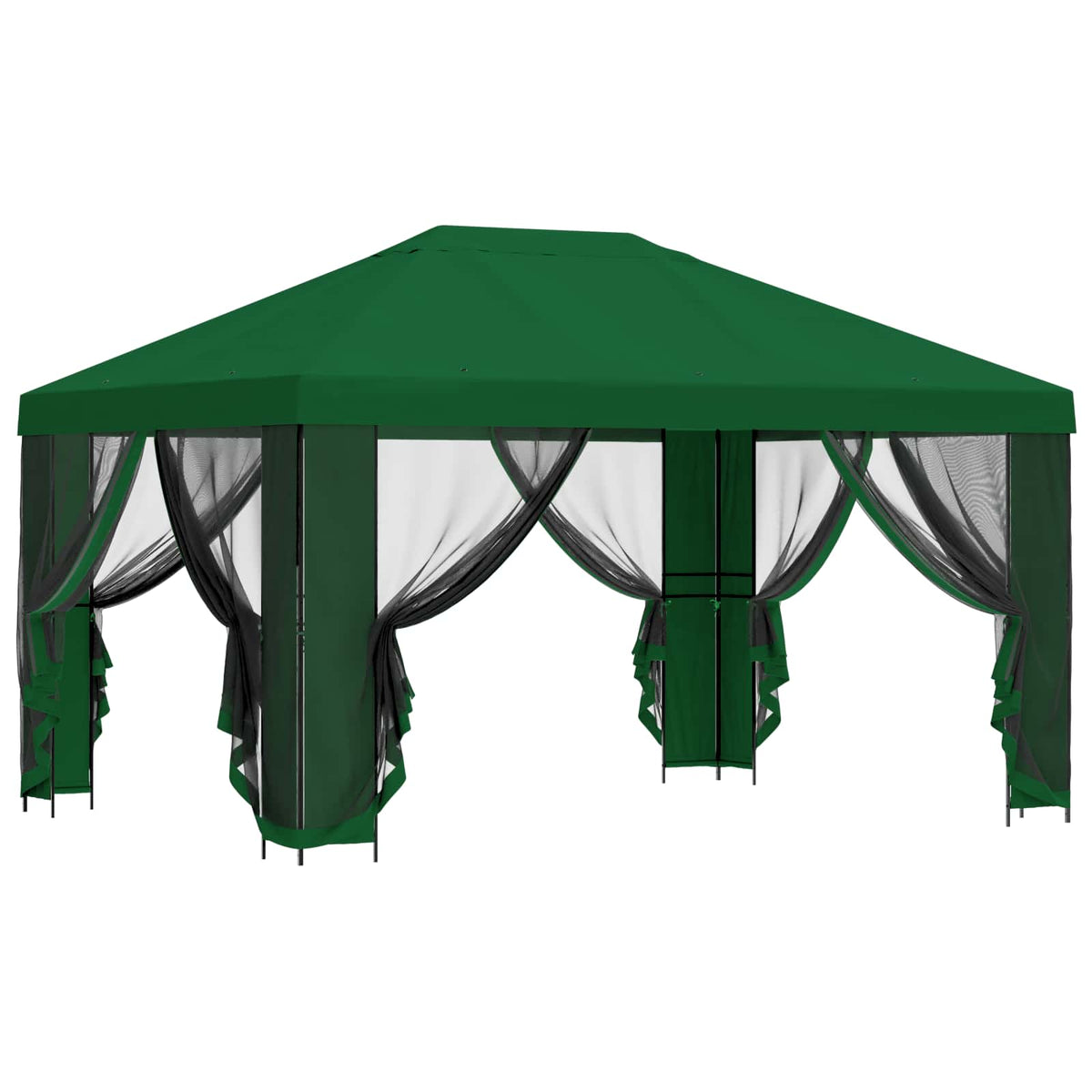 vidaXL Garden Gazebo with Sidewalls 4 x 3 m Green Polyester and Steel 4