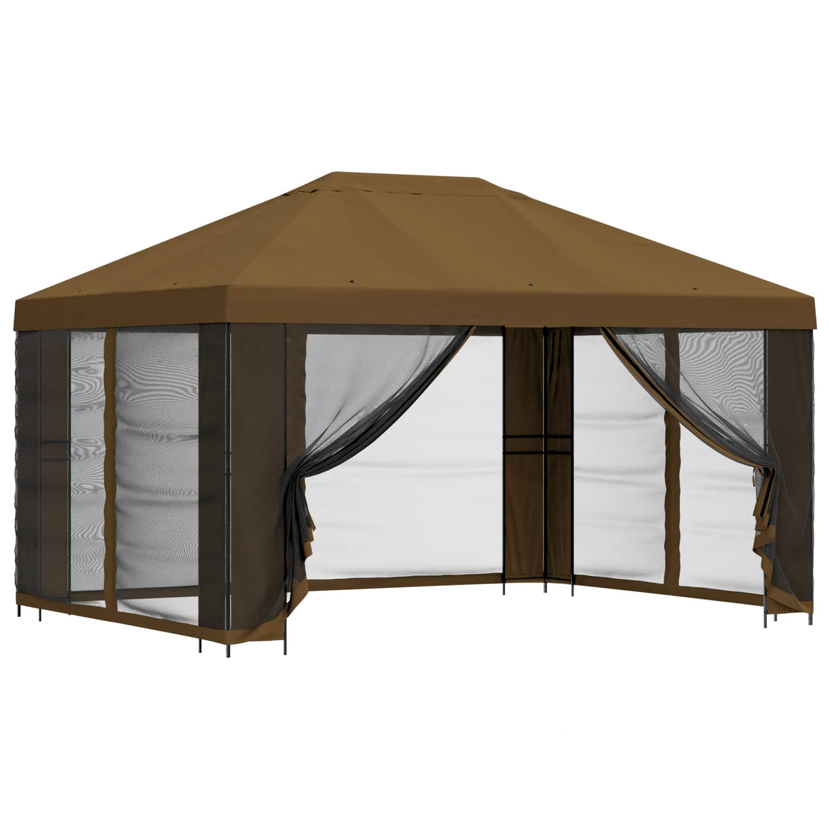 vidaXL Garden Gazebo with Sidewalls 4 x 3 m Taupe Polyester and Steel 2