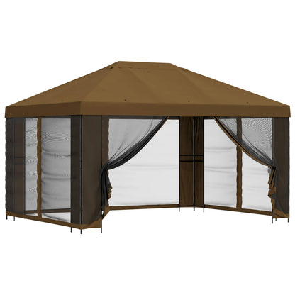 vidaXL Garden Gazebo with Sidewalls 4 x 3 m Taupe Polyester and Steel 2