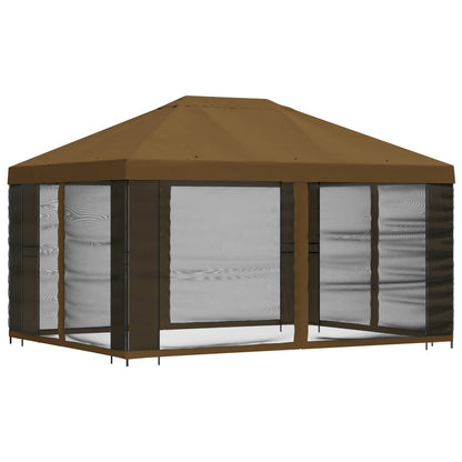 vidaXL Garden Gazebo with Sidewalls 4 x 3 m Taupe Polyester and Steel 3