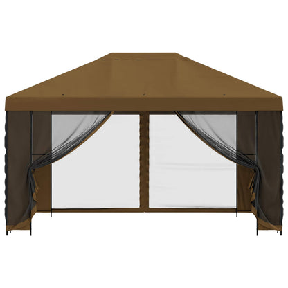 vidaXL Garden Gazebo with Sidewalls 4 x 3 m Taupe Polyester and Steel 5