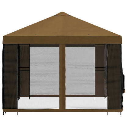 vidaXL Garden Gazebo with Sidewalls 4 x 3 m Taupe Polyester and Steel 6