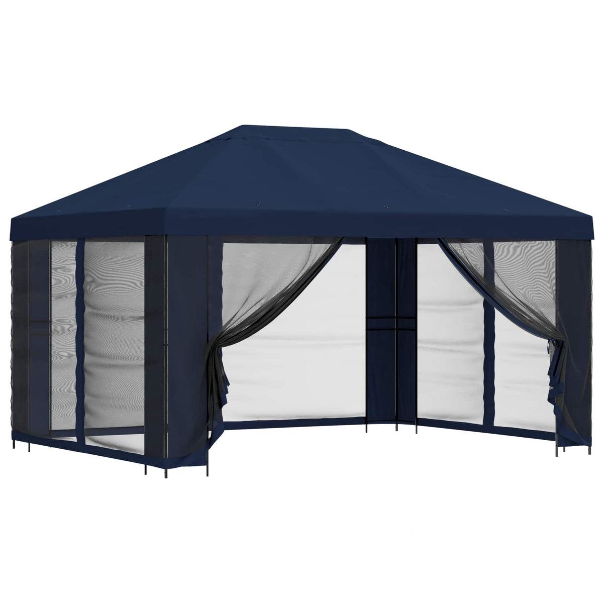 vidaXL Garden Gazebo with Sidewalls 4 x 3 m Blue Polyester and Steel 2