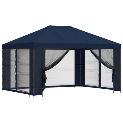 vidaXL Garden Gazebo with Sidewalls 4 x 3 m Blue Polyester and Steel 2