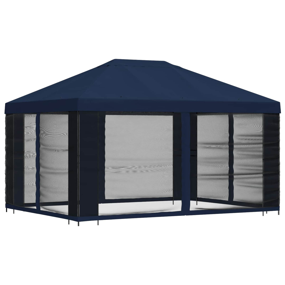 vidaXL Garden Gazebo with Sidewalls 4 x 3 m Blue Polyester and Steel 3