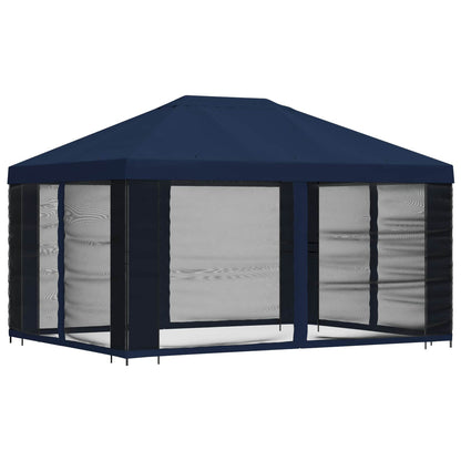 vidaXL Garden Gazebo with Sidewalls 4 x 3 m Blue Polyester and Steel 3