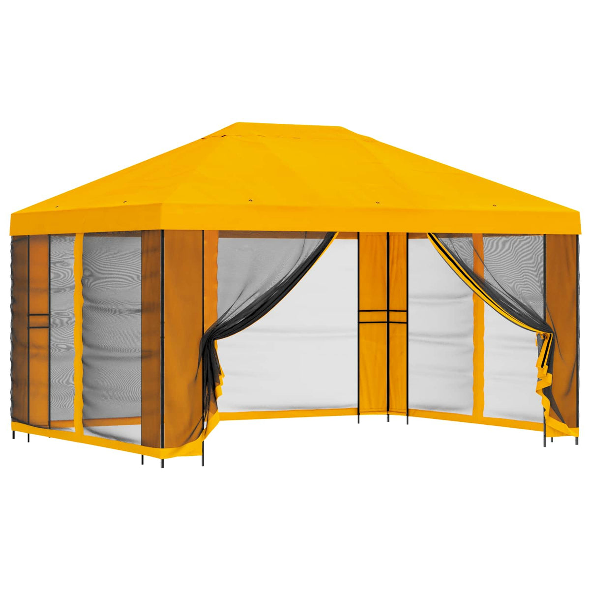 vidaXL Garden Gazebo with Sidewalls 4 x 3 m Yellow Polyester and Steel 2