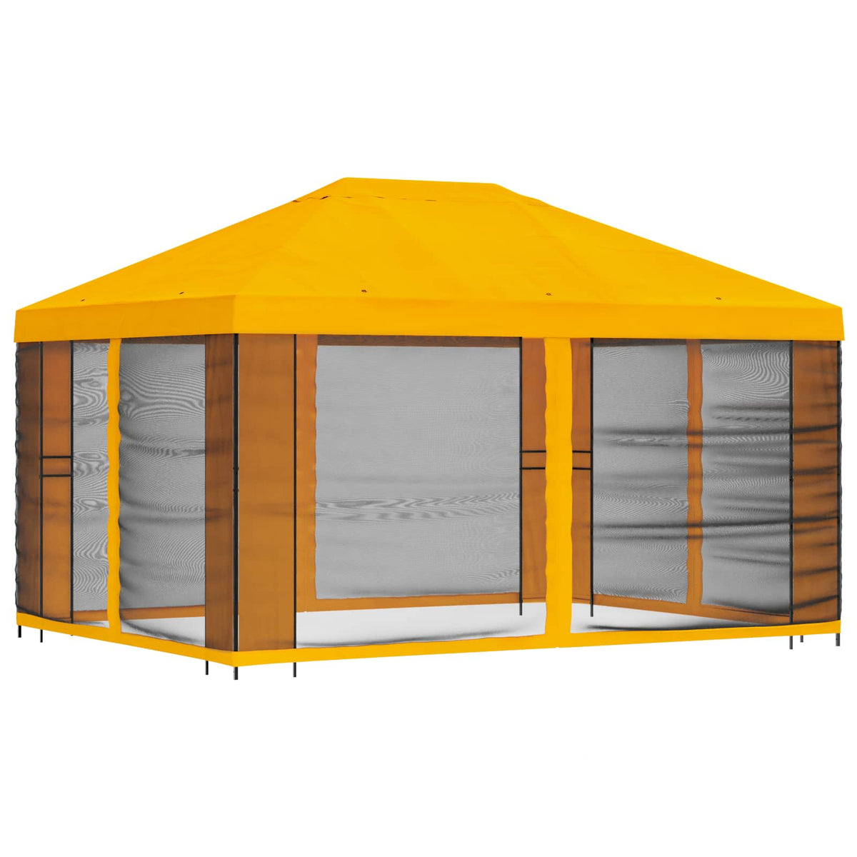 vidaXL Garden Gazebo with Sidewalls 4 x 3 m Yellow Polyester and Steel 3