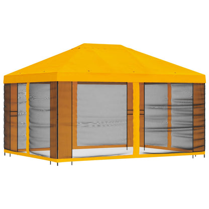vidaXL Garden Gazebo with Sidewalls 4 x 3 m Yellow Polyester and Steel 3
