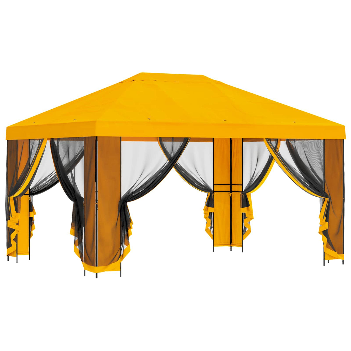 vidaXL Garden Gazebo with Sidewalls 4 x 3 m Yellow Polyester and Steel 4