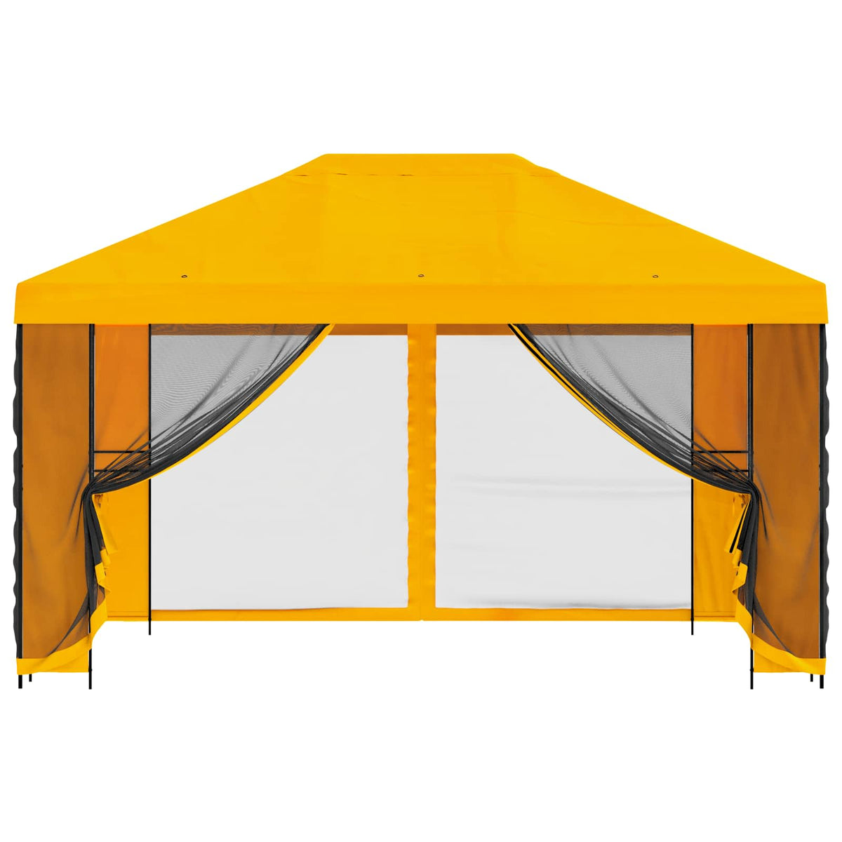vidaXL Garden Gazebo with Sidewalls 4 x 3 m Yellow Polyester and Steel 5