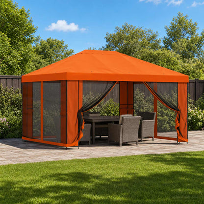 vidaXL Garden Gazebo with Sidewalls 4 x 3 m Orange Polyester and Steel 1