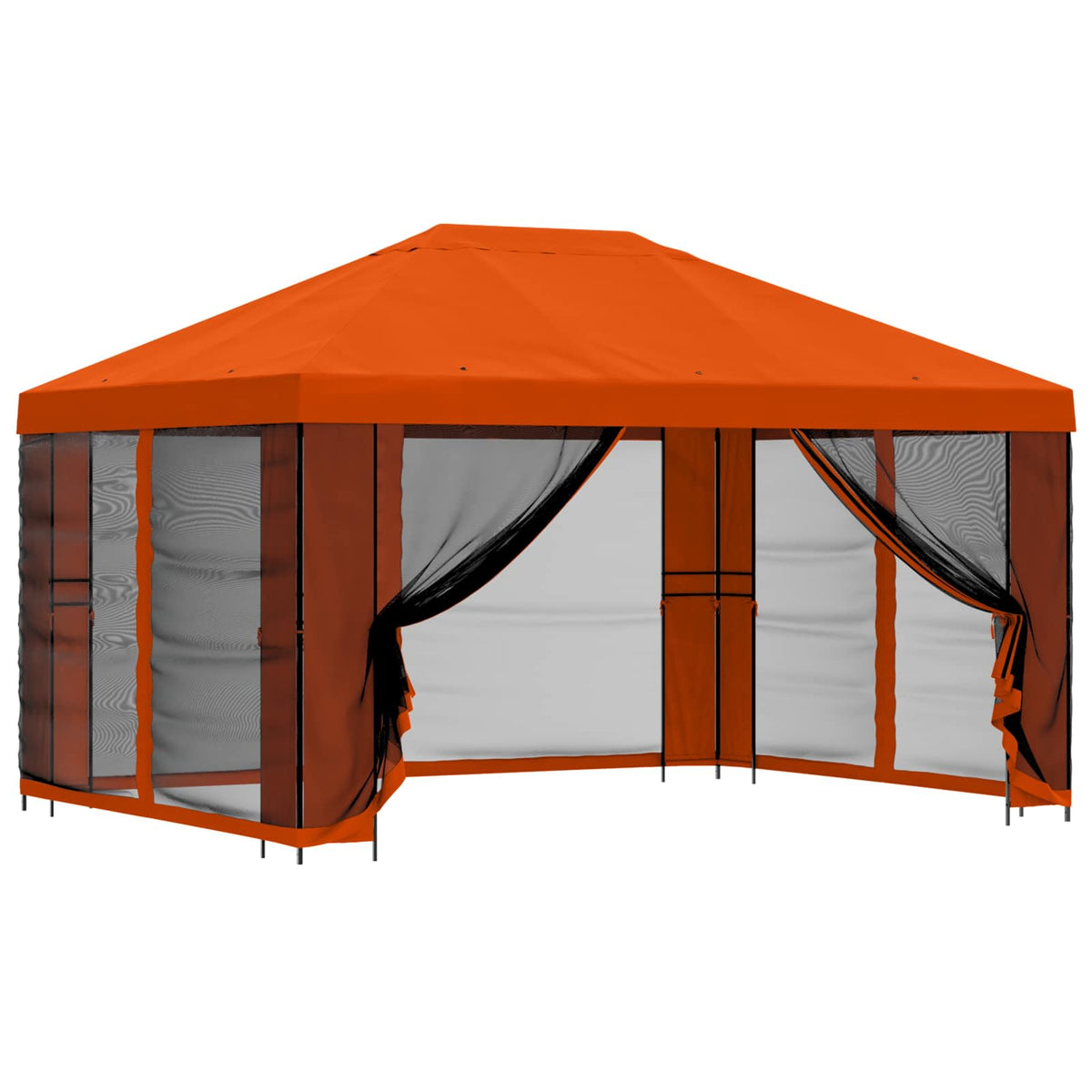 vidaXL Garden Gazebo with Sidewalls 4 x 3 m Orange Polyester and Steel 2