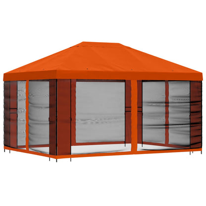 vidaXL Garden Gazebo with Sidewalls 4 x 3 m Orange Polyester and Steel 3