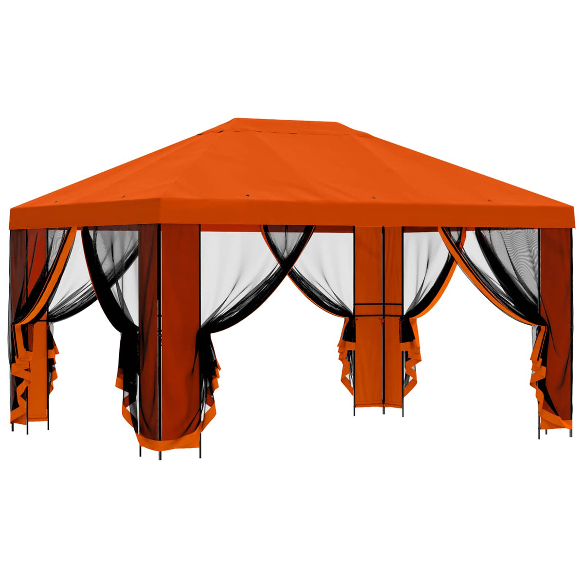 vidaXL Garden Gazebo with Sidewalls 4 x 3 m Orange Polyester and Steel 4