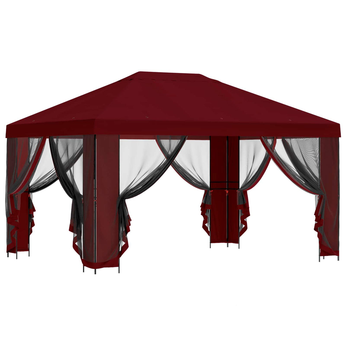 vidaXL Garden Gazebo with Sidewalls 4 x 3 m Burgundy 4