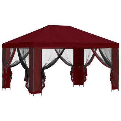 vidaXL Garden Gazebo with Sidewalls 4 x 3 m Burgundy 4