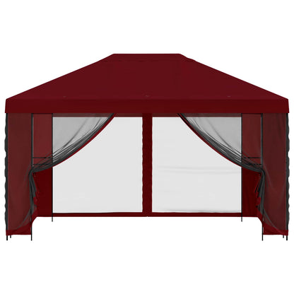 vidaXL Garden Gazebo with Sidewalls 4 x 3 m Burgundy 5