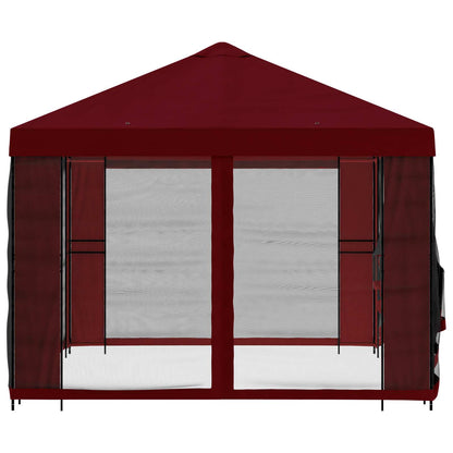 vidaXL Garden Gazebo with Sidewalls 4 x 3 m Burgundy 6