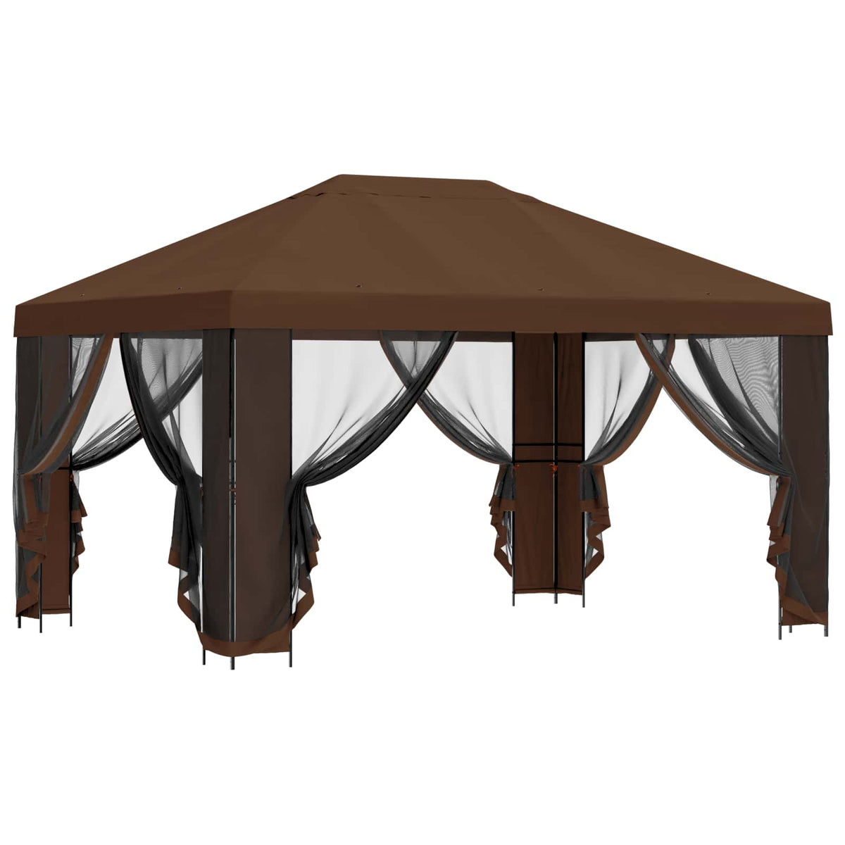 vidaXL Garden Gazebo with Sidewalls 4 x 3 m Brown Polyester and Steel 4