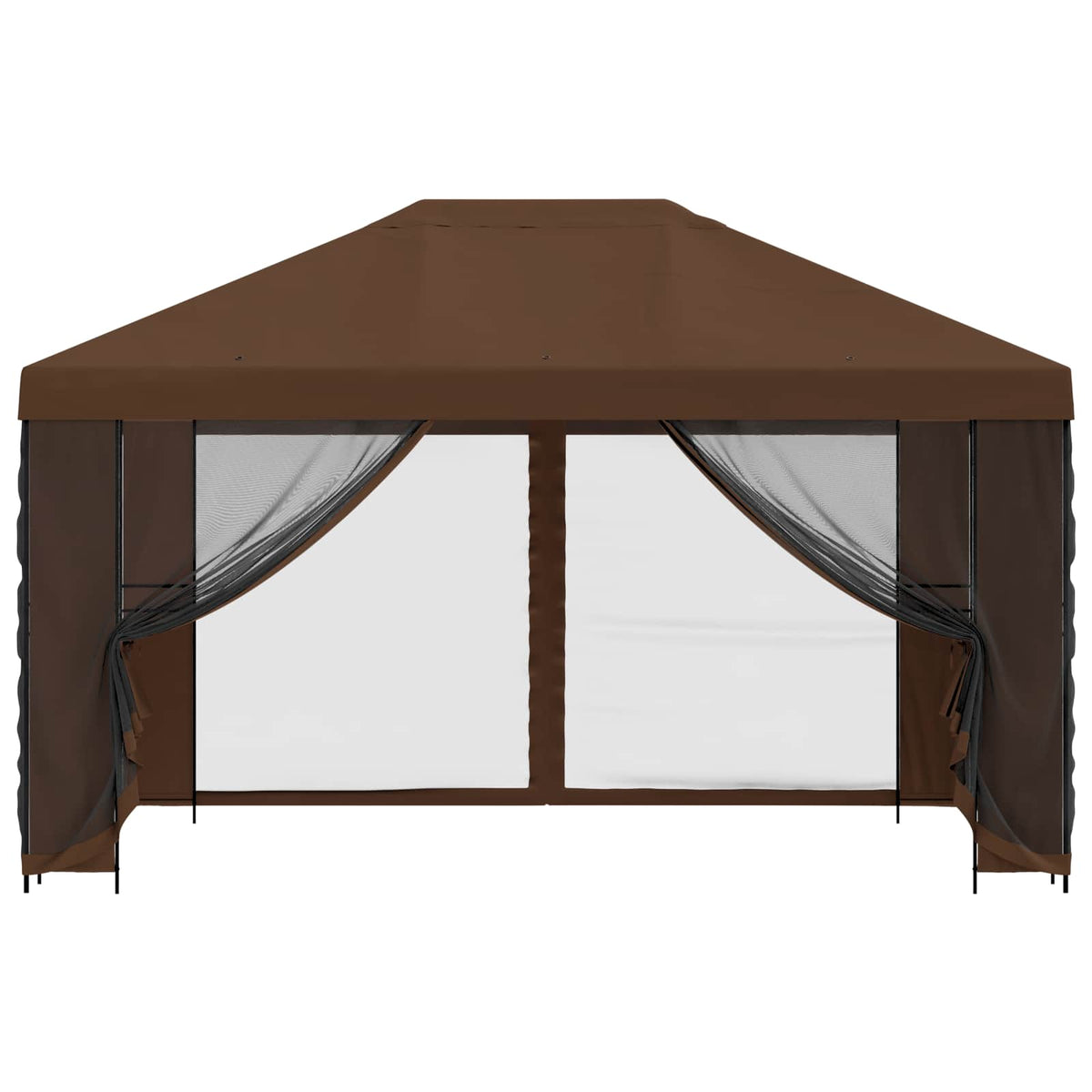 vidaXL Garden Gazebo with Sidewalls 4 x 3 m Brown Polyester and Steel 5