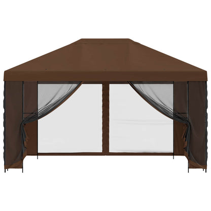 vidaXL Garden Gazebo with Sidewalls 4 x 3 m Brown Polyester and Steel 5