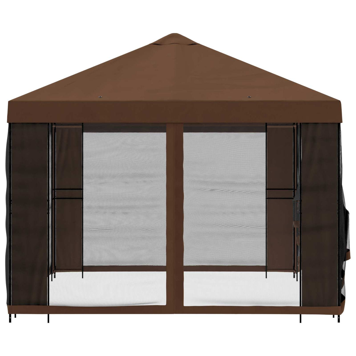 vidaXL Garden Gazebo with Sidewalls 4 x 3 m Brown Polyester and Steel 6