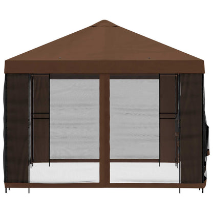 vidaXL Garden Gazebo with Sidewalls 4 x 3 m Brown Polyester and Steel 6